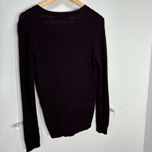 Ann Taylor LOFT Petites Rabbit Hair Wool Sweater Purple Sz S Cable Knit V-neck - Picture 4 of 6